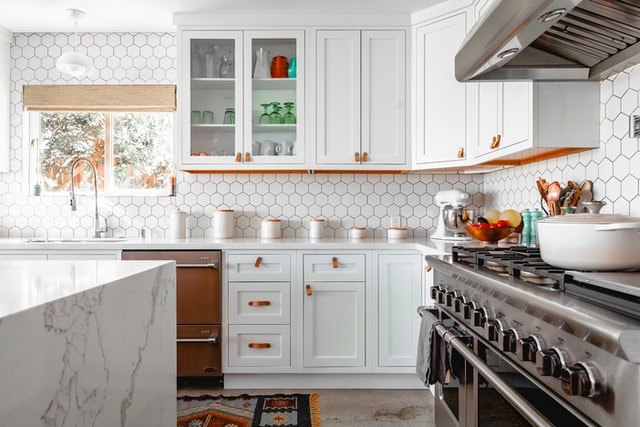 White kitchen with gas stove