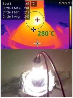 Halogen bulb with heat image