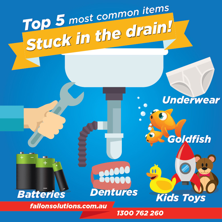 Most common things to get stuck in the sink drain - Infographic