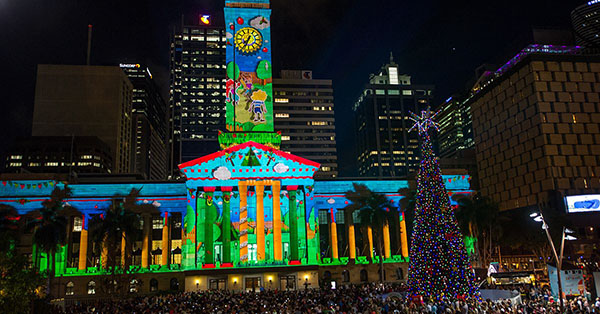 Brisbane City Hall Christmas Light Display