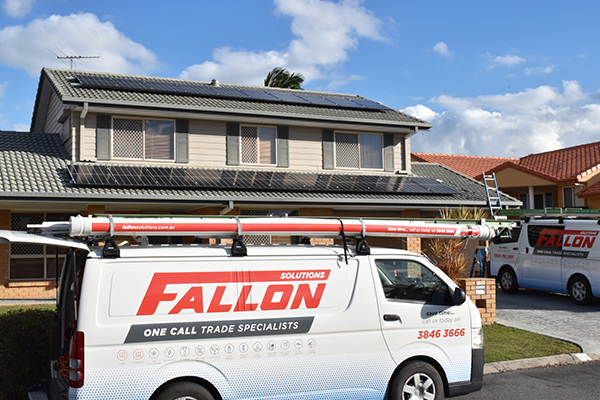 Solar panels on house with Fallon trade van