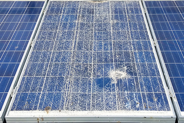 Damaged solar panel
